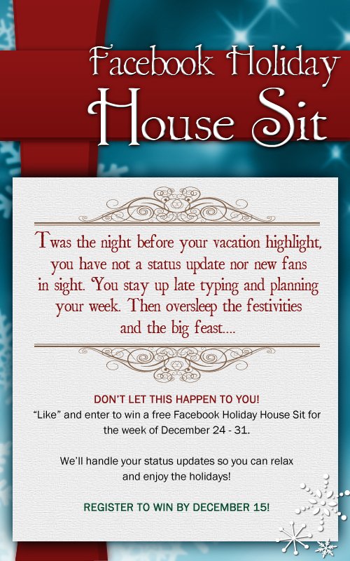 Facebook Holiday House Sit Contest