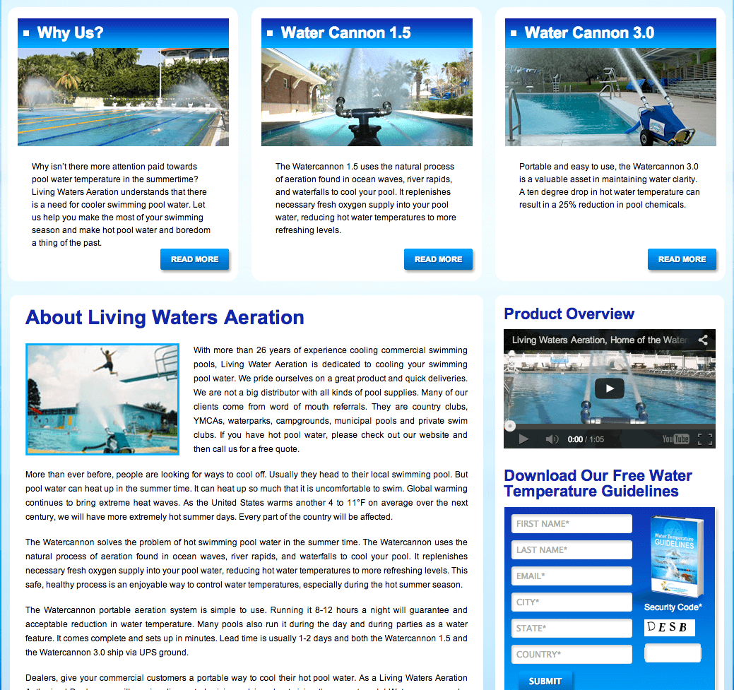 Client Profile: Living Water Aeration | Pool Marketing Site Digital and Inbound Marketing Agency