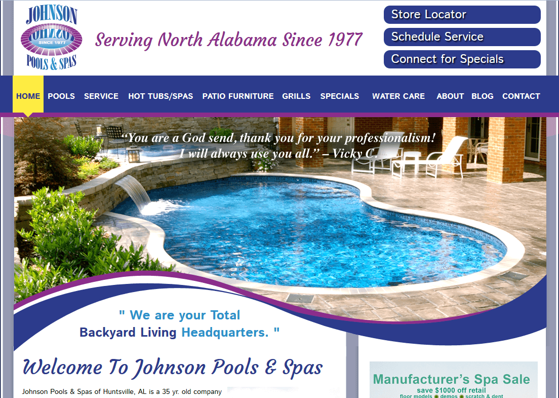 Client Profile: Johnson Pools and Spas | Pool Marketing Site Digital and Inbound Marketing Agency Houston