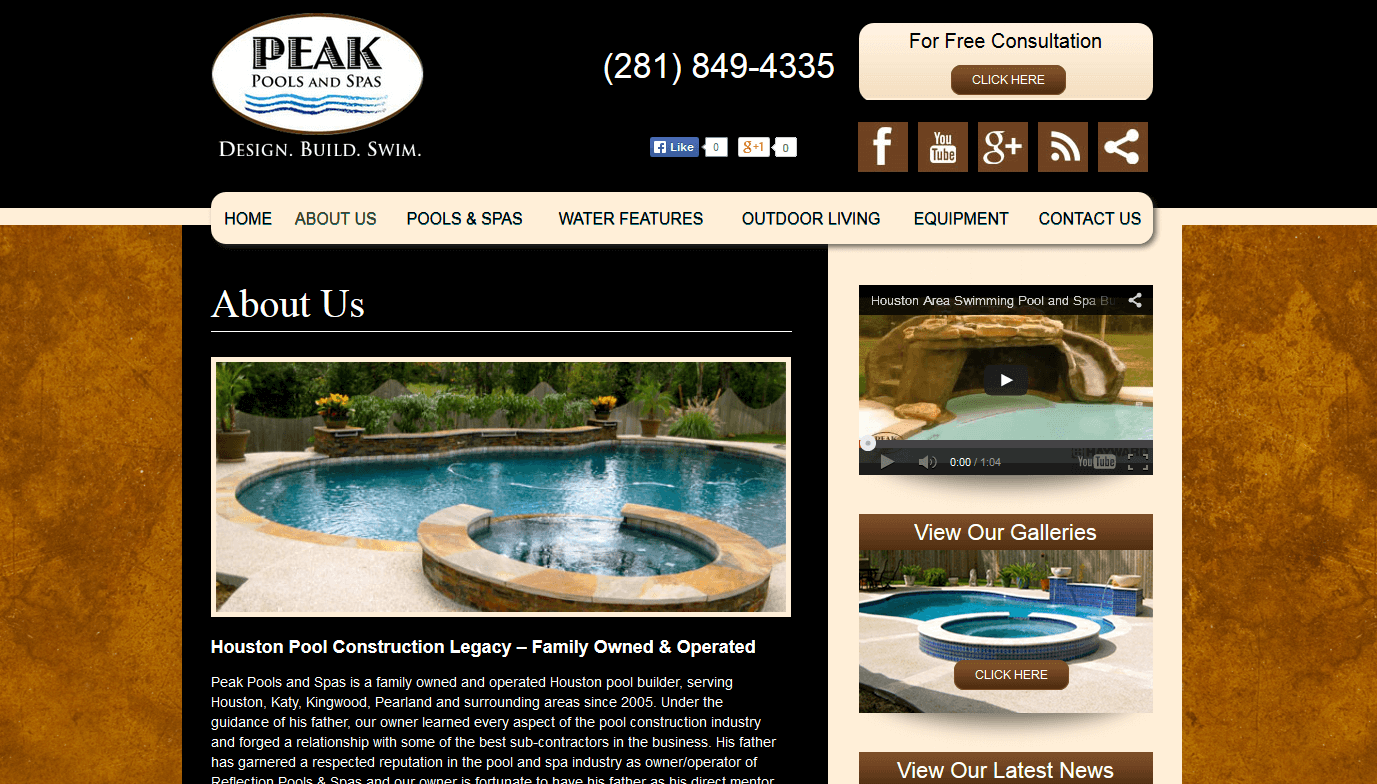 Client Profile: Peak Pools | Pool Marketing Site Digital and Inbound Marketing Agency Houston