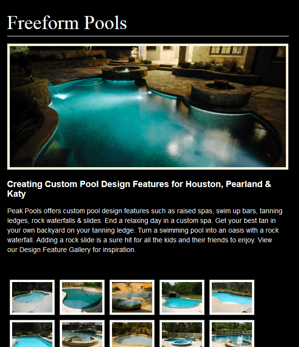 Client Profile: Peak Pools | Pool Marketing Site Digital and Inbound Marketing Agency Houston