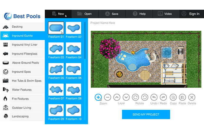 Mystaycation builder or “Build Your Own Poolscape” lead capture tools