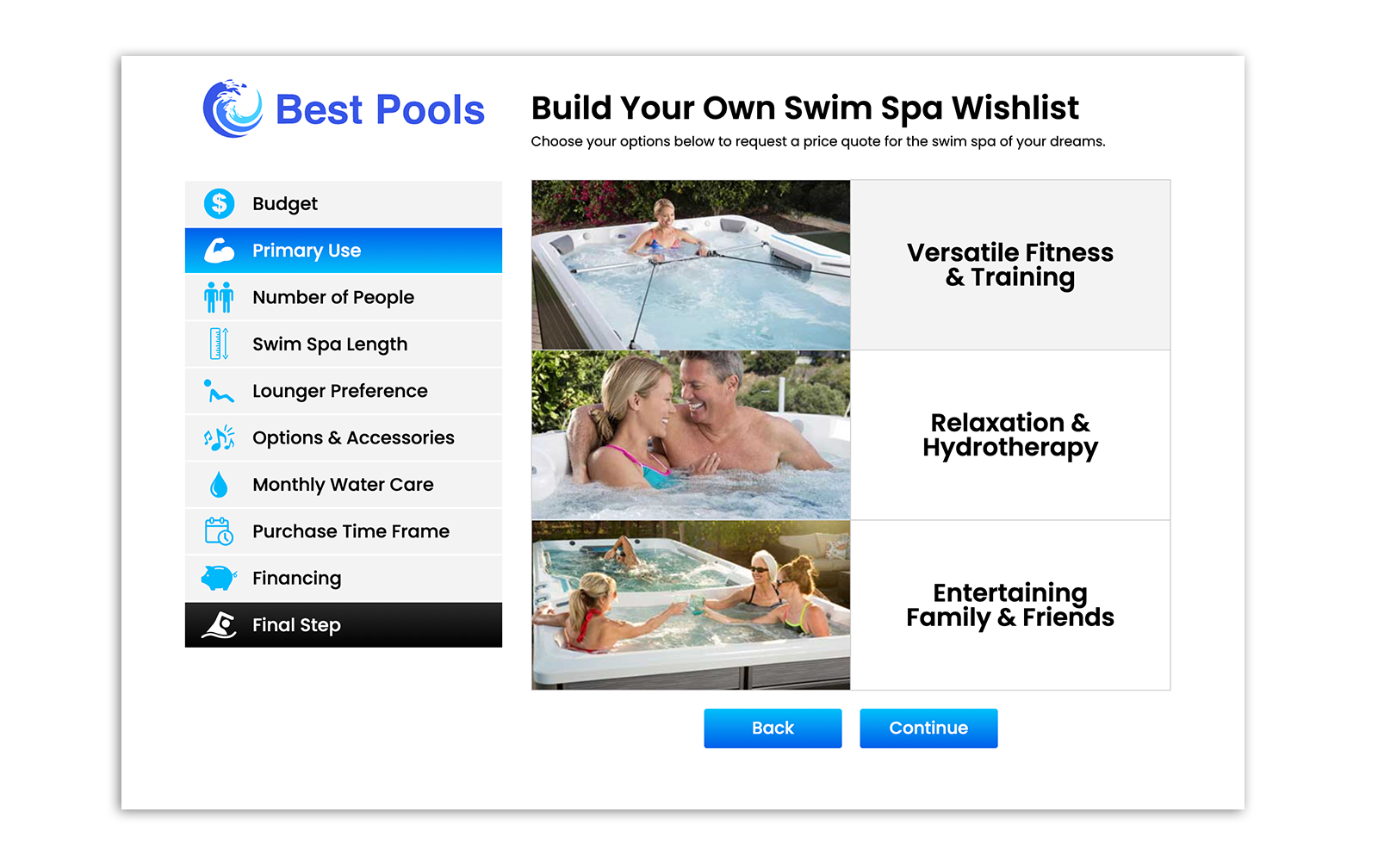 Build Your Own Swim Spa Wishlist