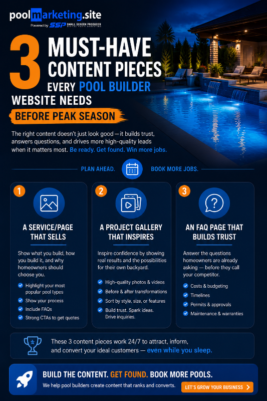 PMS-3 Content Pieces Every Pool Builder Needs Before Peak Season