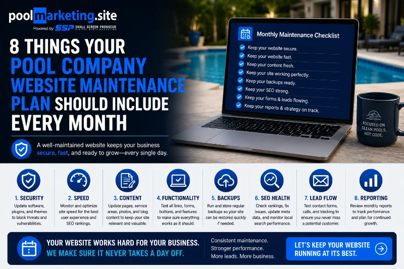 PMS-8 Things Your Pool Company Website Maintenance Plan Needs