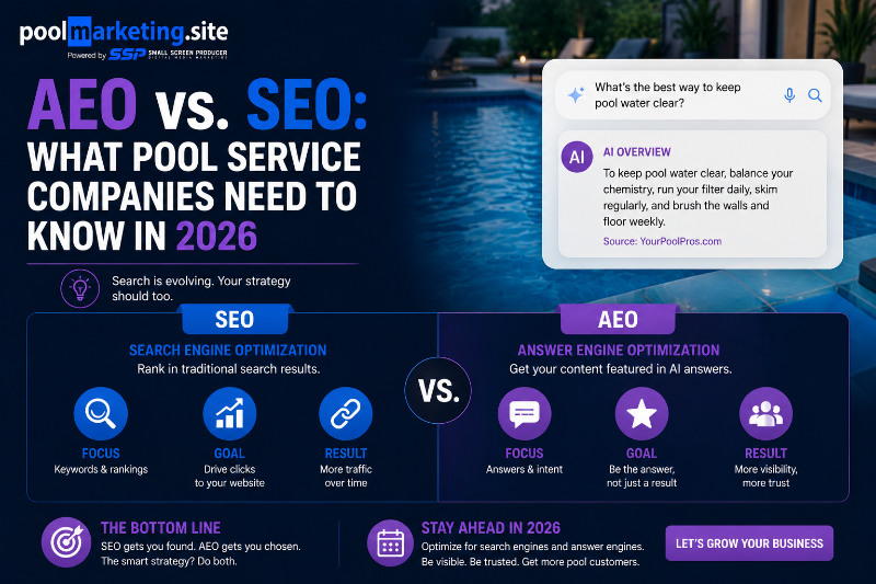 PMS-AEO vs SEO for Pool Service Companies in 2026